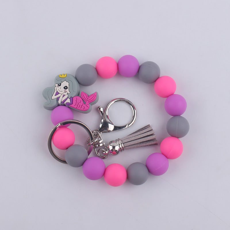 Wholesale Cartoon Silicone Handmade Beaded Wrist Keychain